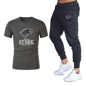 Game of Thrones printing TShirts+pants men set 2 piece kit tracksuit Joggers Brand Male Trousers Casual T-shirts Sportswear Set