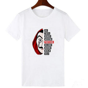 Showtly La Casa De Papel Tshirt Money Heist Tees TV Series EL PROFESOR Streetwear Men T Shirt  House of Paper Oversized Tee Tops