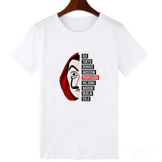 Showtly La Casa De Papel Tshirt Money Heist Tees TV Series EL PROFESOR Streetwear Men T Shirt  House of Paper Oversized Tee Tops
