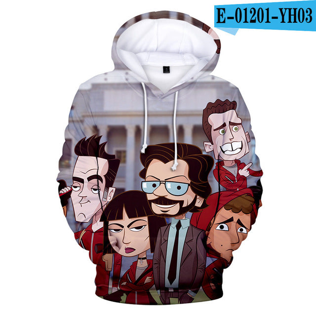 Salvador Dali La Casa De Papel 3D Print Women/men Hoodies Sweatshirts Poleron Hombre Money Heist House of Paper Cosplay Costume