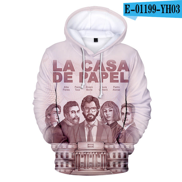 Salvador Dali La Casa De Papel 3D Print Women/men Hoodies Sweatshirts Poleron Hombre Money Heist House of Paper Cosplay Costume