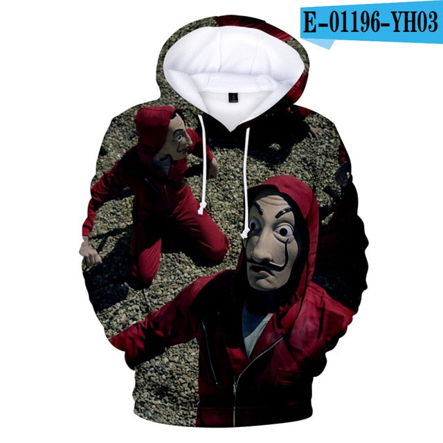 Salvador Dali La Casa De Papel 3D Print Women/men Hoodies Sweatshirts Poleron Hombre Money Heist House of Paper Cosplay Costume