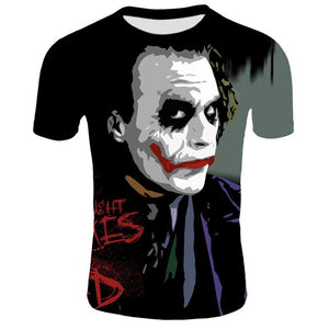 Horror Movie Clown 3D Print Tshirt Joker Men T-Shirt Hot Sale Tshirt Male Cool Character joker Harajuku Tee Hip Hop Clothing
