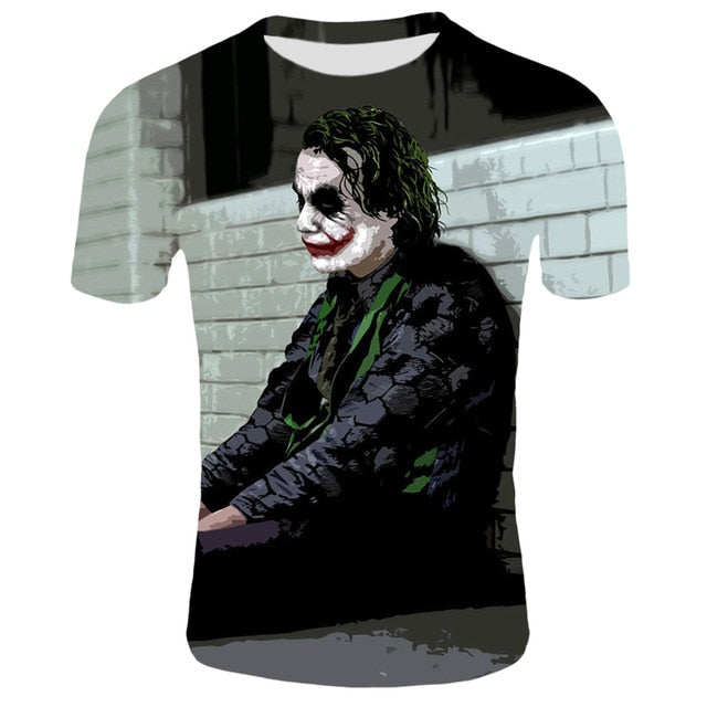 Horror Movie Clown 3D Print Tshirt Joker Men T-Shirt Hot Sale Tshirt Male Cool Character joker Harajuku Tee Hip Hop Clothing