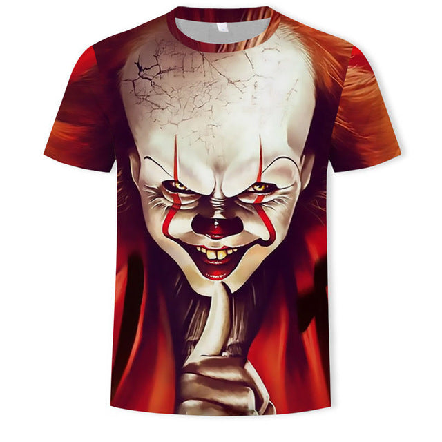 Horror Movie It Penny Wise Clown Joker 3D Print Tshirt Men/Women Hip Hop Streetwear Tee T shirt 90s Boys Cool Clothes Man Tops