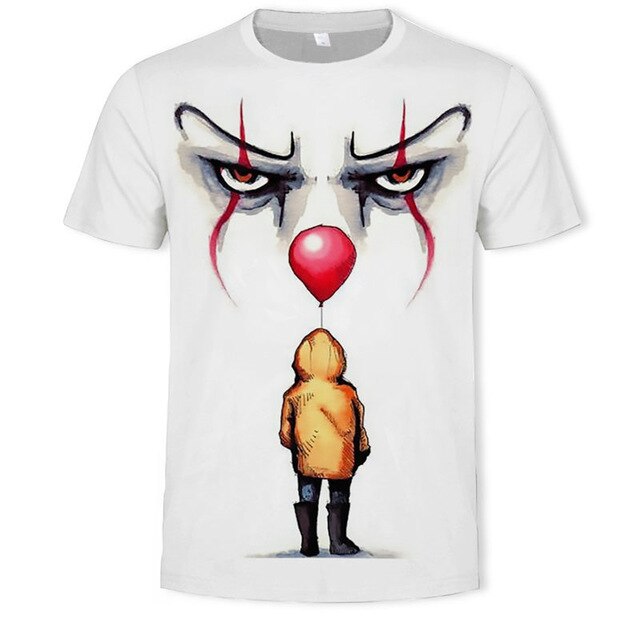 Horror Movie It Penny Wise Clown Joker 3D Print Tshirt Men/Women Hip Hop Streetwear Tee T shirt 90s Boys Cool Clothes Man Tops