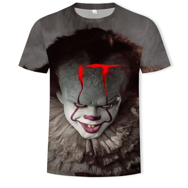 Horror Movie It Penny Wise Clown Joker 3D Print Tshirt Men/Women Hip Hop Streetwear Tee T shirt 90s Boys Cool Clothes Man Tops