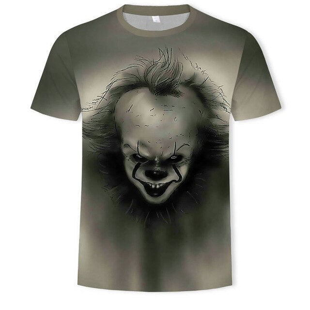 Horror Movie It Penny Wise Clown Joker 3D Print Tshirt Men/Women Hip Hop Streetwear Tee T shirt 90s Boys Cool Clothes Man Tops