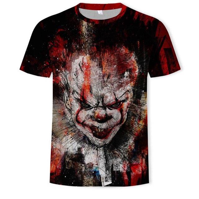 Horror Movie It Penny Wise Clown Joker 3D Print Tshirt Men/Women Hip Hop Streetwear Tee T shirt 90s Boys Cool Clothes Man Tops