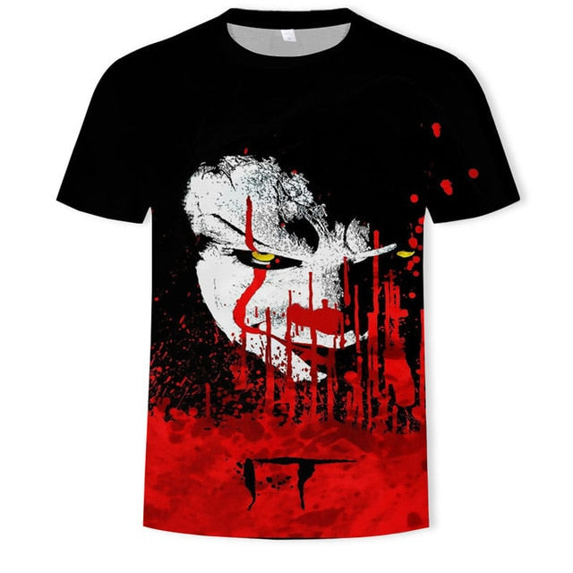 Horror Movie It Penny Wise Clown Joker 3D Print Tshirt Men/Women Hip Hop Streetwear Tee T shirt 90s Boys Cool Clothes Man Tops