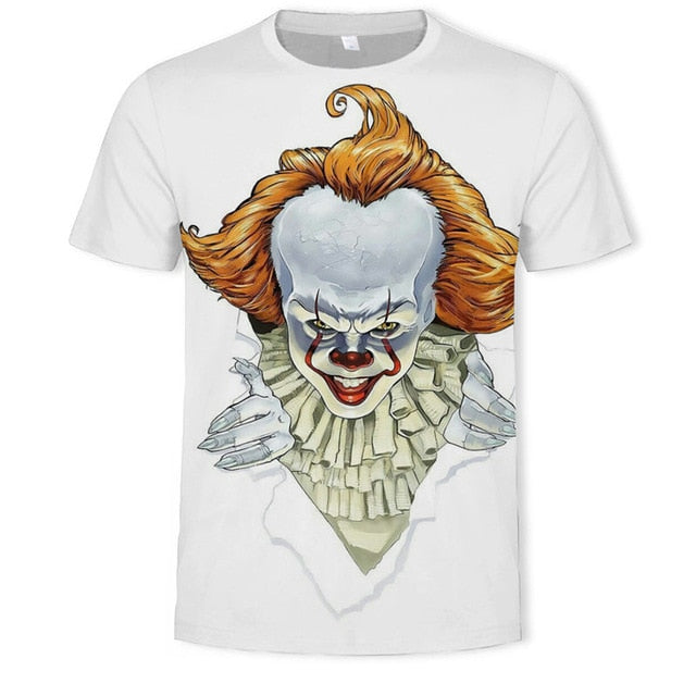 Horror Movie It Penny Wise Clown Joker 3D Print Tshirt Men/Women Hip Hop Streetwear Tee T shirt 90s Boys Cool Clothes Man Tops
