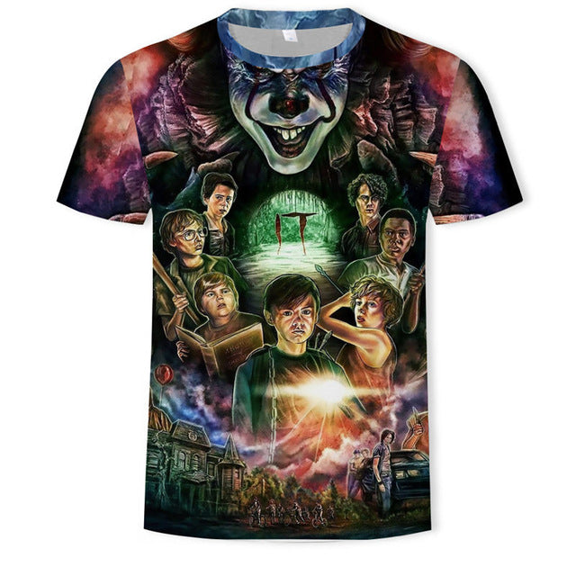 Horror Movie It Penny Wise Clown Joker 3D Print Tshirt Men/Women Hip Hop Streetwear Tee T shirt 90s Boys Cool Clothes Man Tops