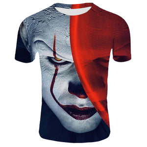 Horror Movie It Clown Tshirt Men/Women Hip Hop Streetwear Tee Cool Clothes Man Tops Joker 3D Print T shirt 2XS-4XL