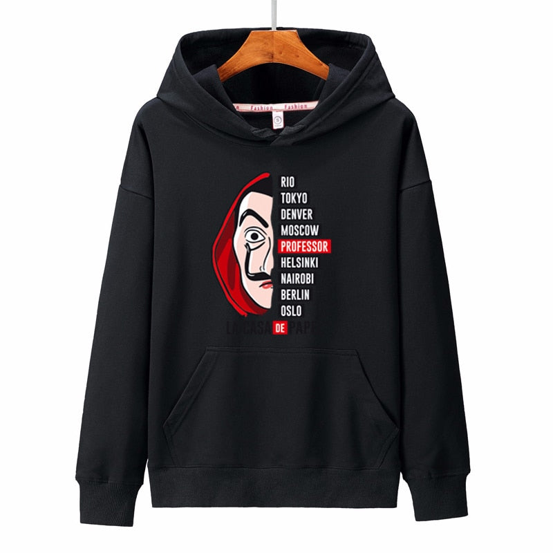 New hoodies Men la casa de papel Autumn Harajuku Hip Hop joker Money Heist TV Printed sweatshirt Fashion Male sudadera hombre