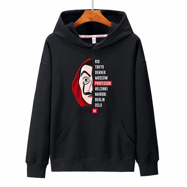 New hoodies Men la casa de papel Autumn Harajuku Hip Hop joker Money Heist TV Printed sweatshirt Fashion Male sudadera hombre
