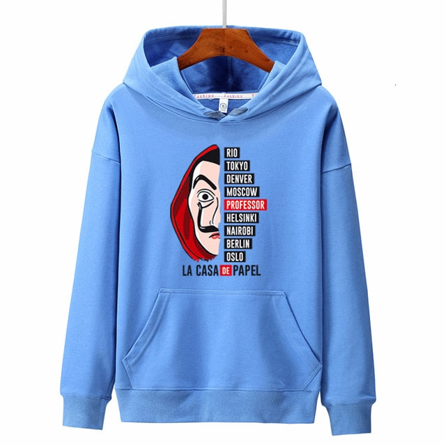 New hoodies Men la casa de papel Autumn Harajuku Hip Hop joker Money Heist TV Printed sweatshirt Fashion Male sudadera hombre