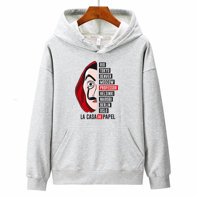 New hoodies Men la casa de papel Autumn Harajuku Hip Hop joker Money Heist TV Printed sweatshirt Fashion Male sudadera hombre