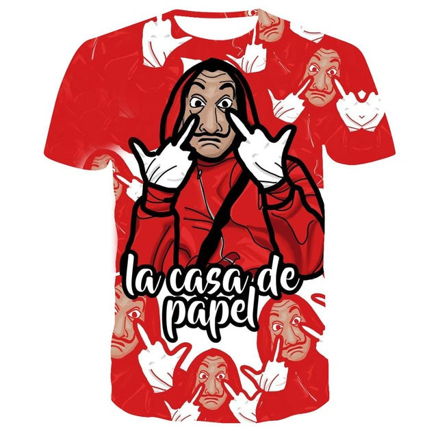 La Casa De Papel T Shirt 3D Print Women Men Short Sleeve Sweatshirts Money Heist The Paper House Casual Streetwear Tops