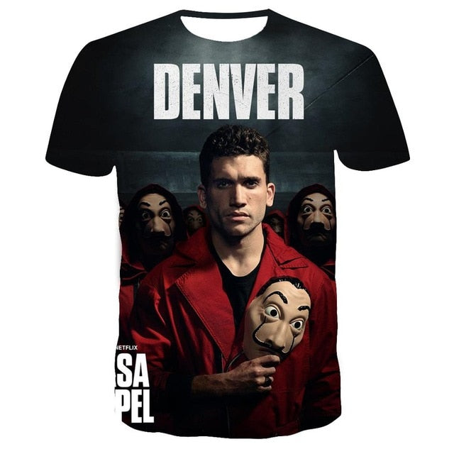 La Casa De Papel T Shirt 3D Print Women Men Short Sleeve Sweatshirts Money Heist The Paper House Casual Streetwear Tops