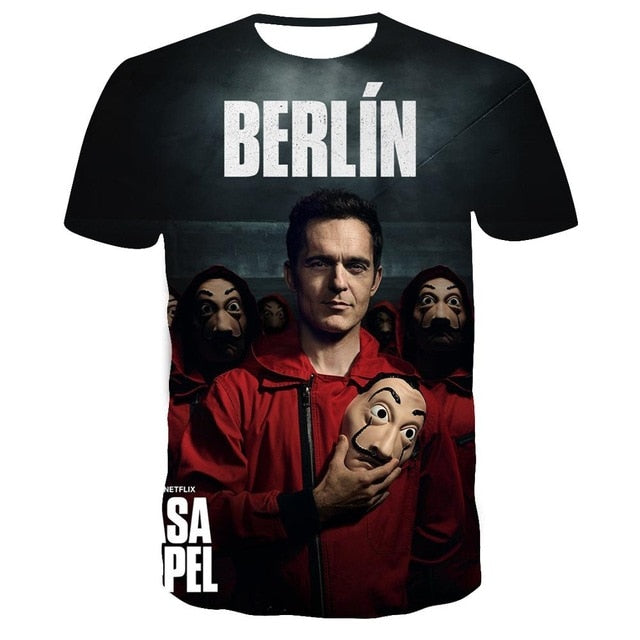 La Casa De Papel T Shirt 3D Print Women Men Short Sleeve Sweatshirts Money Heist The Paper House Casual Streetwear Tops