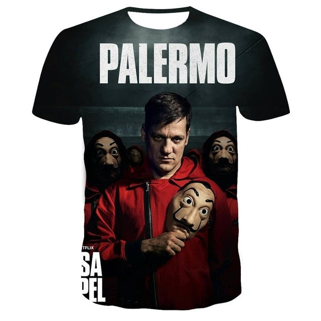 La Casa De Papel T Shirt 3D Print Women Men Short Sleeve Sweatshirts Money Heist The Paper House Casual Streetwear Tops