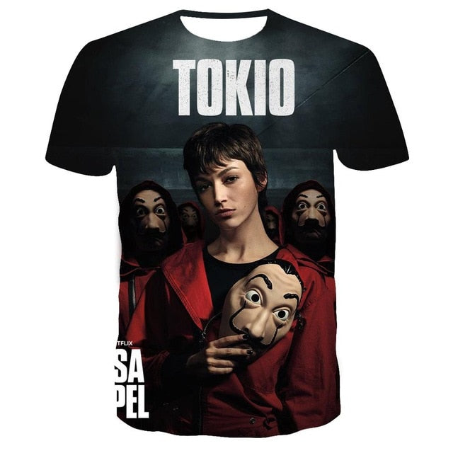 La Casa De Papel T Shirt 3D Print Women Men Short Sleeve Sweatshirts Money Heist The Paper House Casual Streetwear Tops