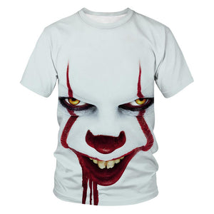 Horror Movie It Penny Wise Clown Joker 3D Print Tshirt Men/Women Hip Hop Streetwear Tee T shirt 90s Boys Cool Clothes Man Tops 5