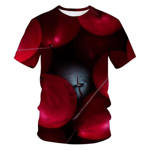 Horror Movie It Penny Wise Clown Joker 3D Print Tshirt Men/Women Hip Hop Streetwear Tee T shirt 90s Boys Cool Clothes Man Tops 5