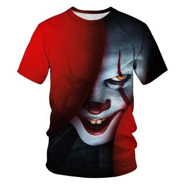 Horror Movie It Penny Wise Clown Joker 3D Print Tshirt Men/Women Hip Hop Streetwear Tee T shirt 90s Boys Cool Clothes Man Tops 5