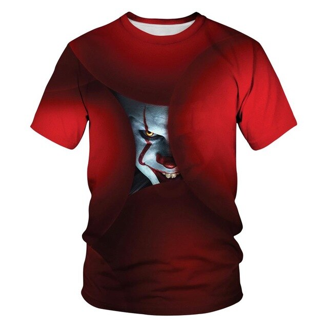 Horror Movie It Penny Wise Clown Joker 3D Print Tshirt Men/Women Hip Hop Streetwear Tee T shirt 90s Boys Cool Clothes Man Tops 5