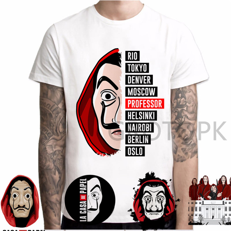New T Shirt Men Funny Design La Casa De Papel Tshirt Money Heist Tees TV Series Tshirts Men Short Sleeve House of Paper T-Shirt
