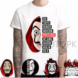 New T Shirt Men Funny Design La Casa De Papel Tshirt Money Heist Tees TV Series Tshirts Men Short Sleeve House of Paper T-Shirt