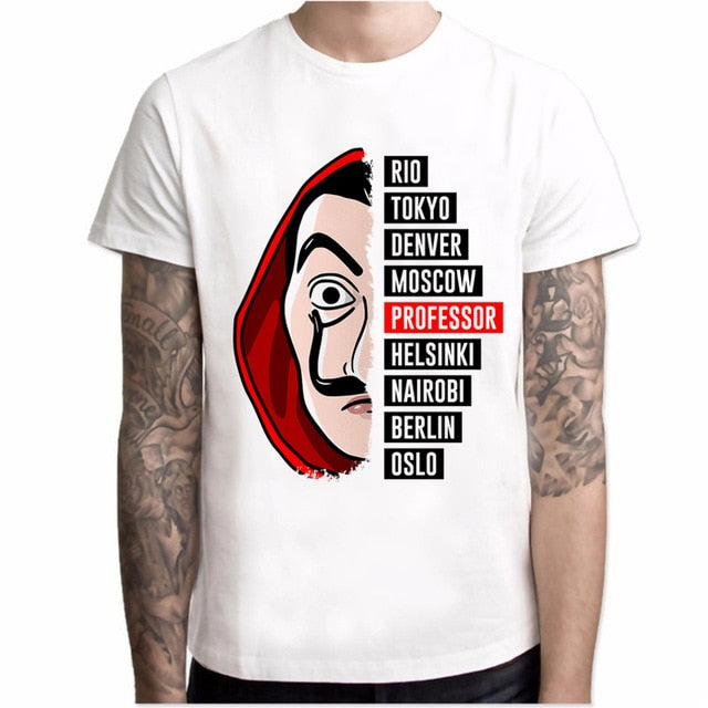 New T Shirt Men Funny Design La Casa De Papel Tshirt Money Heist Tees TV Series Tshirts Men Short Sleeve House of Paper T-Shirt