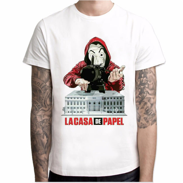 New T Shirt Men Funny Design La Casa De Papel Tshirt Money Heist Tees TV Series Tshirts Men Short Sleeve House of Paper T-Shirt