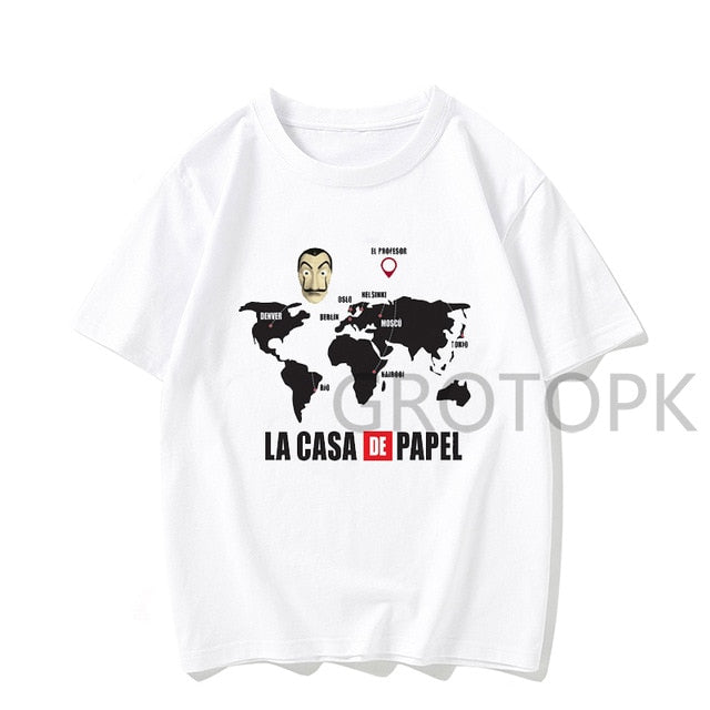 New T Shirt Men Funny Design La Casa De Papel Tshirt Money Heist Tees TV Series Tshirts Men Short Sleeve House of Paper T-Shirt