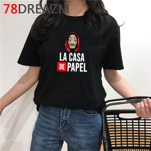 La Casa De Papel T Shirt Men Summer Top Funny Cartoon Tshirt Money Heist Kawaii Bella Ciao Tees House of Paper Streetwear Male
