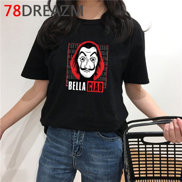 La Casa De Papel T Shirt Men Summer Top Funny Cartoon Tshirt Money Heist Kawaii Bella Ciao Tees House of Paper Streetwear Male