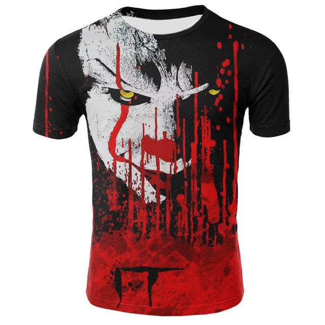 Horror Movie It Penny Wise Clown Joker 3D Print Tshirt Men/Women Hip Hop Streetwear Tee T shirt 90s Boys Cool Clothes Man Tops