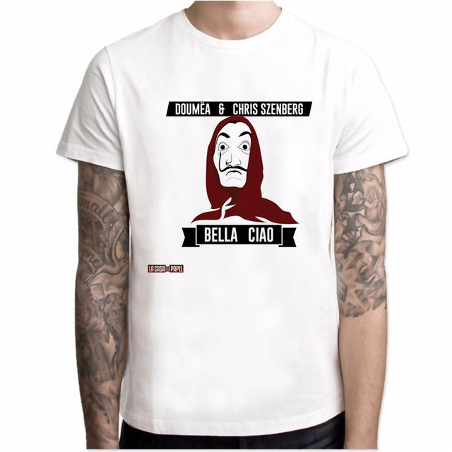 XL-3XL Men Funny Design La Casa De Papel Tshirt Money Heist Tees TV Series Tshirts Men Short Sleeve House of Paper T-Shirt