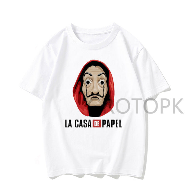 XL-3XL Men Funny Design La Casa De Papel Tshirt Money Heist Tees TV Series Tshirts Men Short Sleeve House of Paper T-Shirt