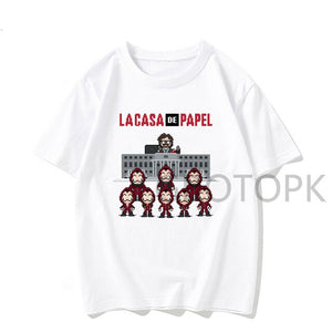 XL-3XL Men Funny Design La Casa De Papel Tshirt Money Heist Tees TV Series Tshirts Men Short Sleeve House of Paper T-Shirt