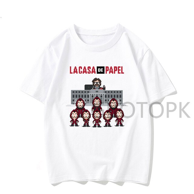 XL-3XL Men Funny Design La Casa De Papel Tshirt Money Heist Tees TV Series Tshirts Men Short Sleeve House of Paper T-Shirt
