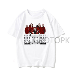 XL-3XL Men Funny Design La Casa De Papel Tshirt Money Heist Tees TV Series Tshirts Men Short Sleeve House of Paper T-Shirt