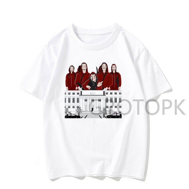 XL-3XL Men Funny Design La Casa De Papel Tshirt Money Heist Tees TV Series Tshirts Men Short Sleeve House of Paper T-Shirt
