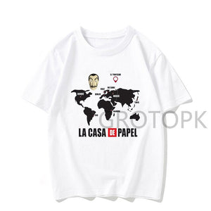 XL-3XL Men Funny Design La Casa De Papel Tshirt Money Heist Tees TV Series Tshirts Men Short Sleeve House of Paper T-Shirt