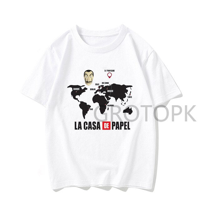 XL-3XL Men Funny Design La Casa De Papel Tshirt Money Heist Tees TV Series Tshirts Men Short Sleeve House of Paper T-Shirt