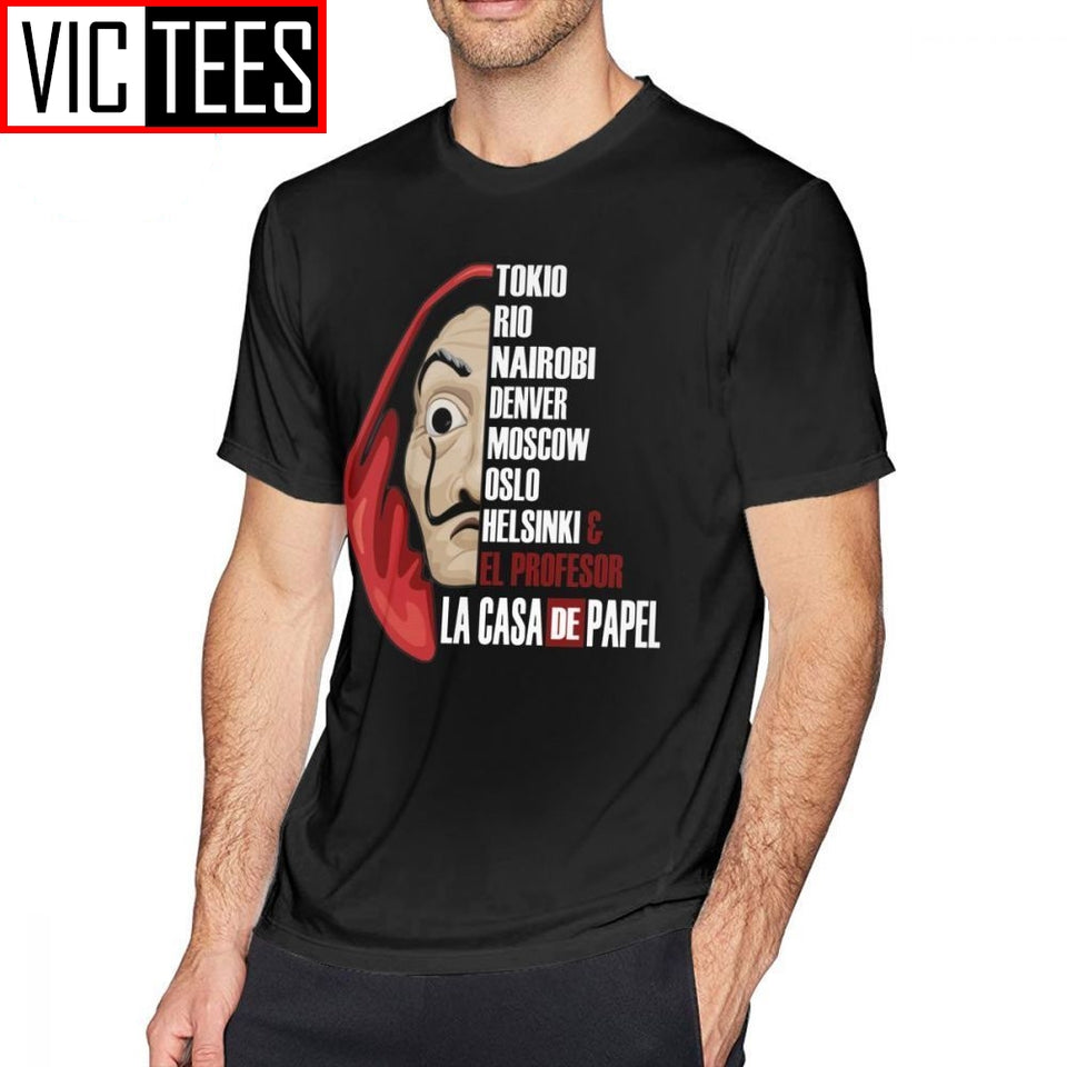 Mens Money Heist T Shirts La Casa De Papel T-Shirt Cute Man Tee Shirt Streetwear Printed Big Cotton Tshirt