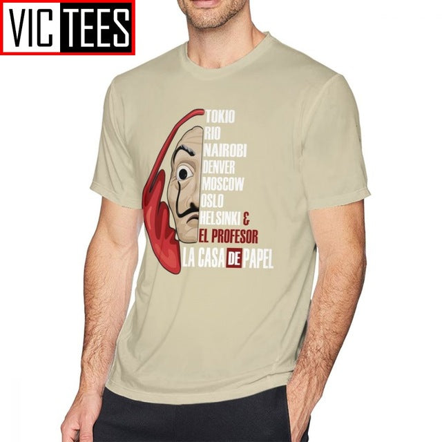 Mens Money Heist T Shirts La Casa De Papel T-Shirt Cute Man Tee Shirt Streetwear Printed Big Cotton Tshirt