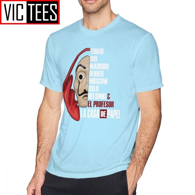 Mens Money Heist T Shirts La Casa De Papel T-Shirt Cute Man Tee Shirt Streetwear Printed Big Cotton Tshirt