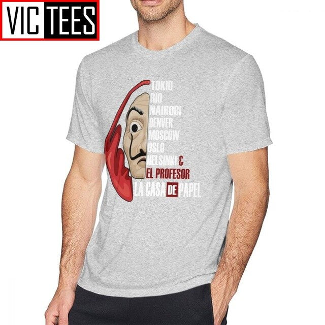 Mens Money Heist T Shirts La Casa De Papel T-Shirt Cute Man Tee Shirt Streetwear Printed Big Cotton Tshirt